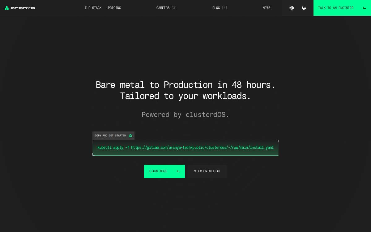 Aranya website preview