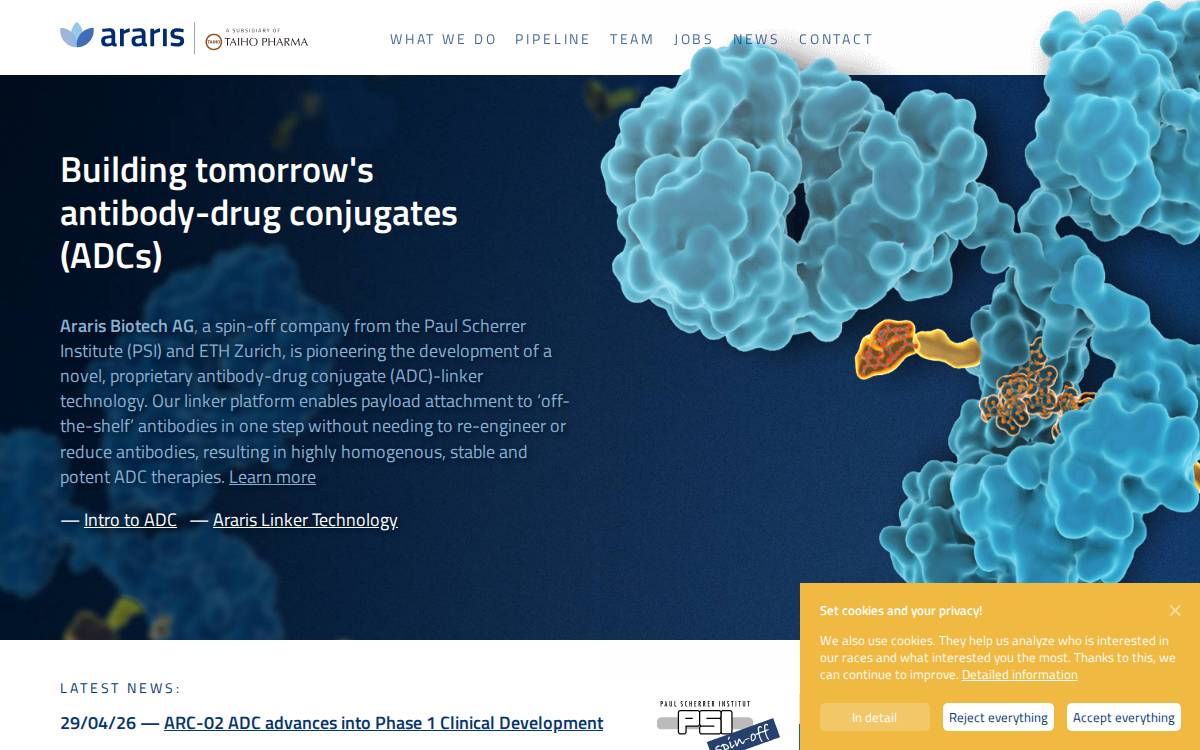 Araris Biotech website preview