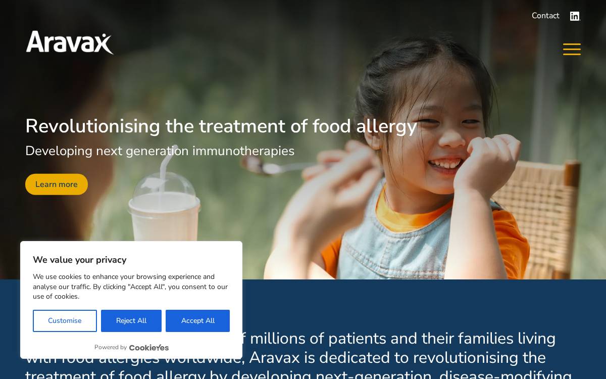 Aravax website preview