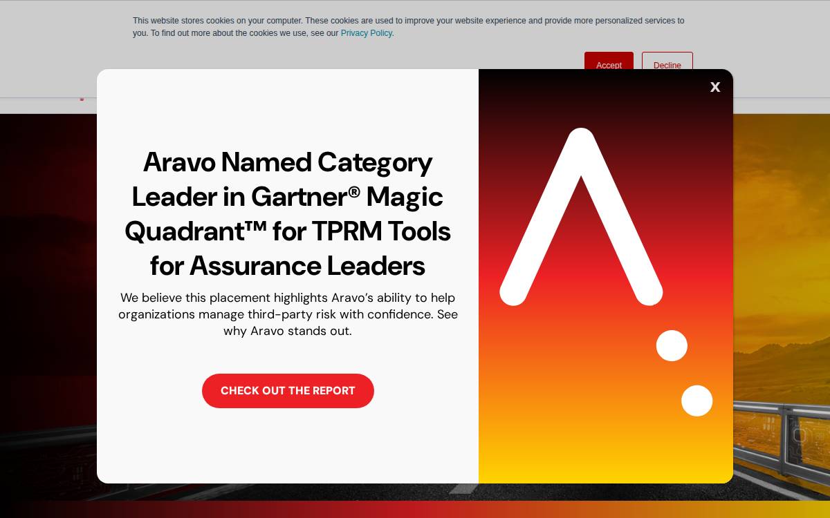 Aravo website preview