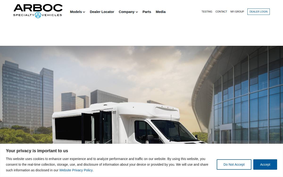 Arboc Specialty Vehicles website preview