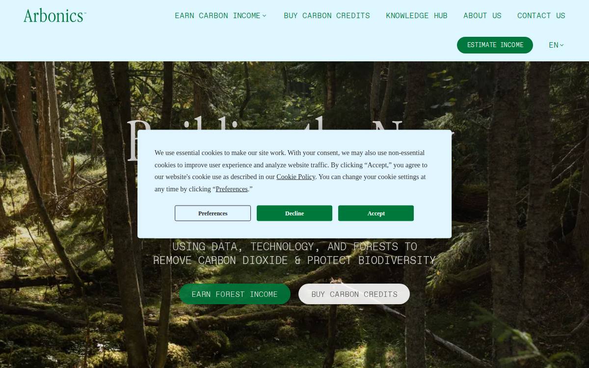 Arbonics website preview