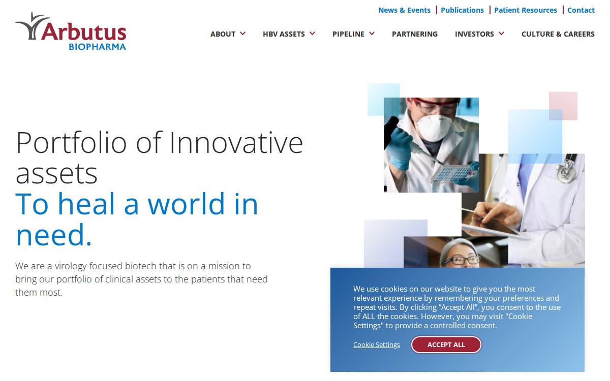 Arbutus Biopharma Corporation website preview