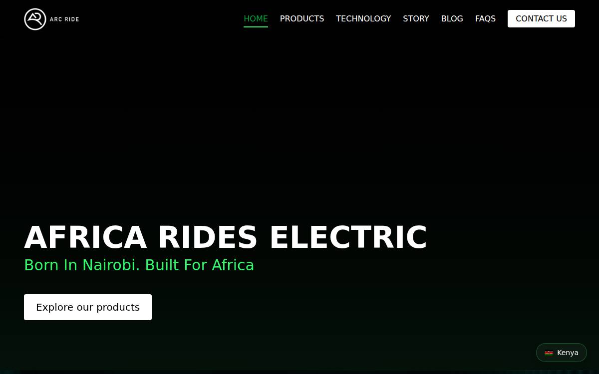 ARC Ride website preview