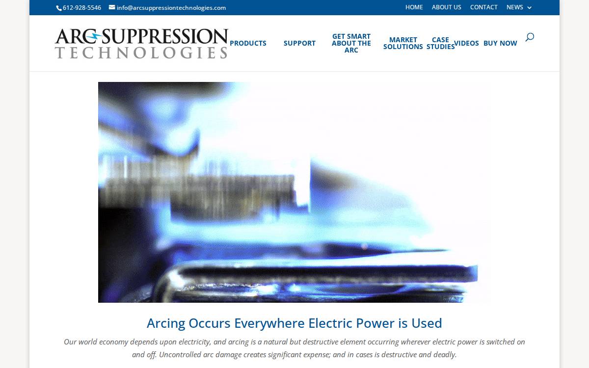 Arc Suppression Technologies website preview