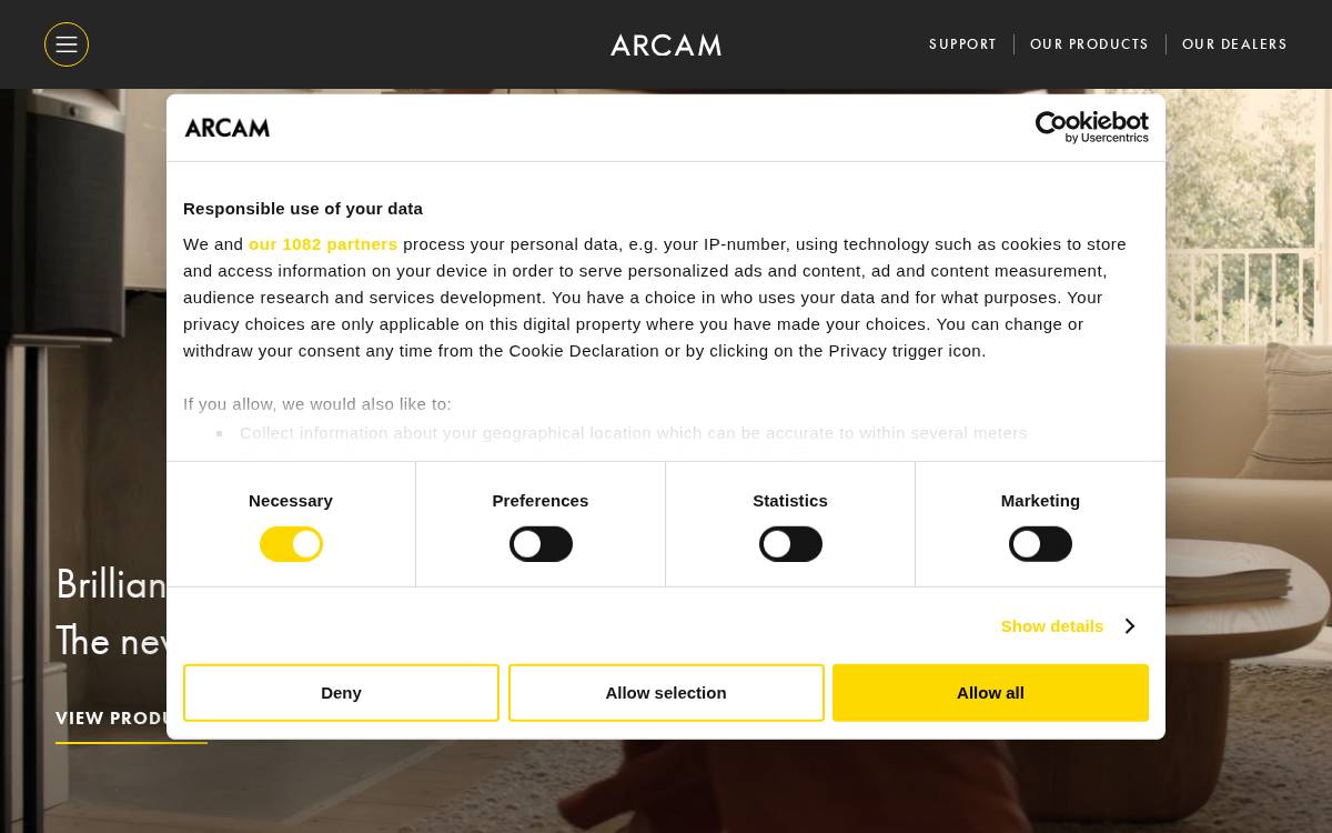 Arcam website preview