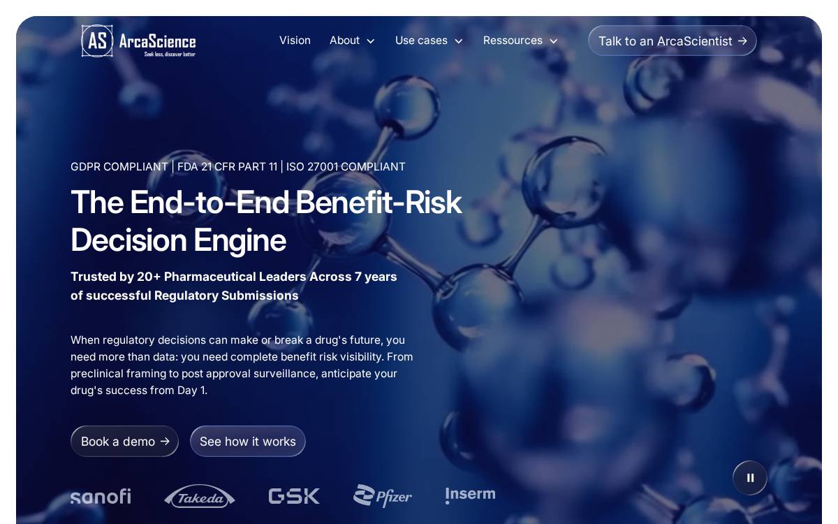Arcascience website preview