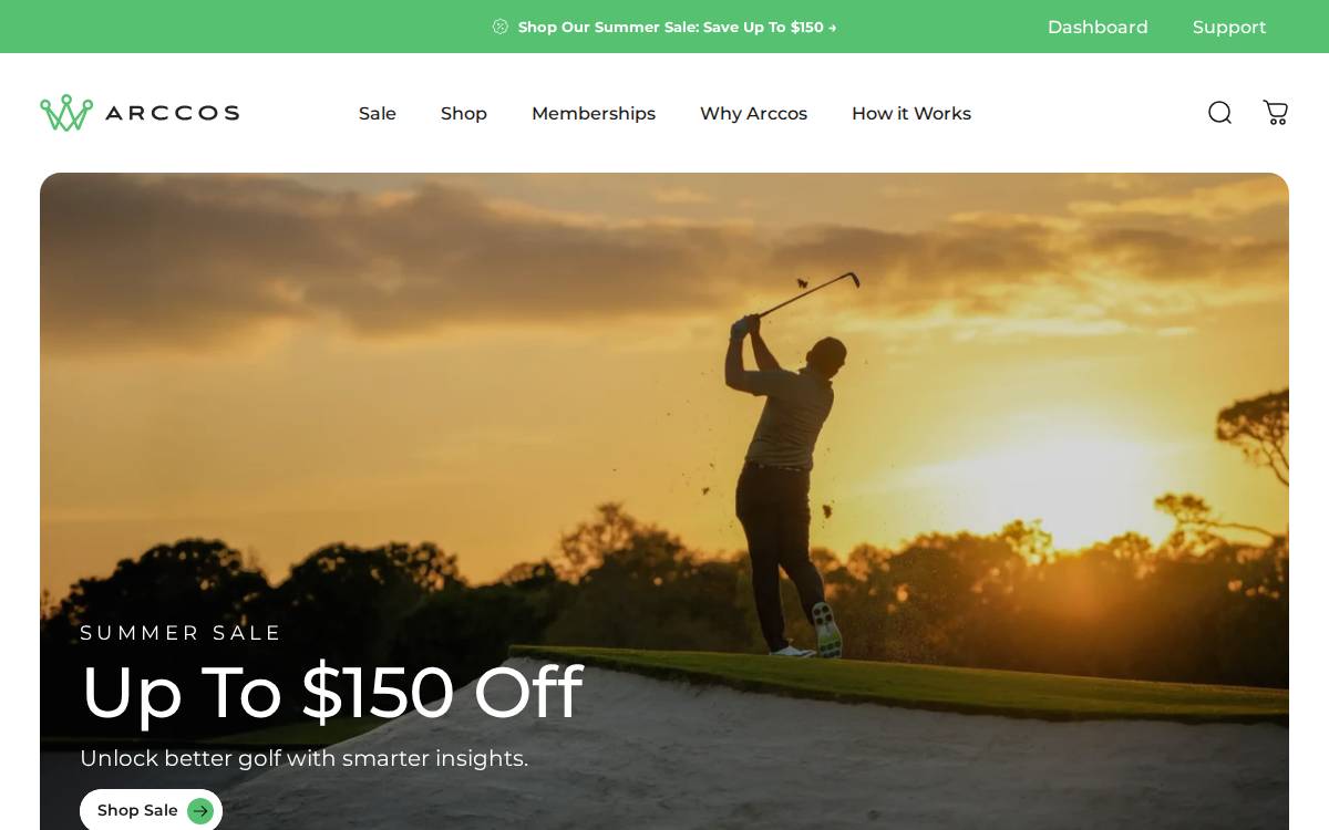 Arccos Golf, LLC website preview