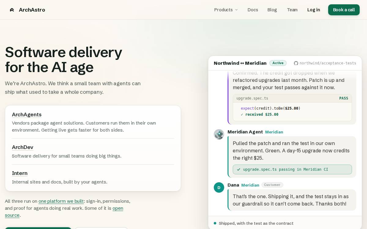 Archastro website preview