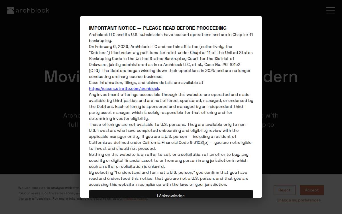 Archblock website preview
