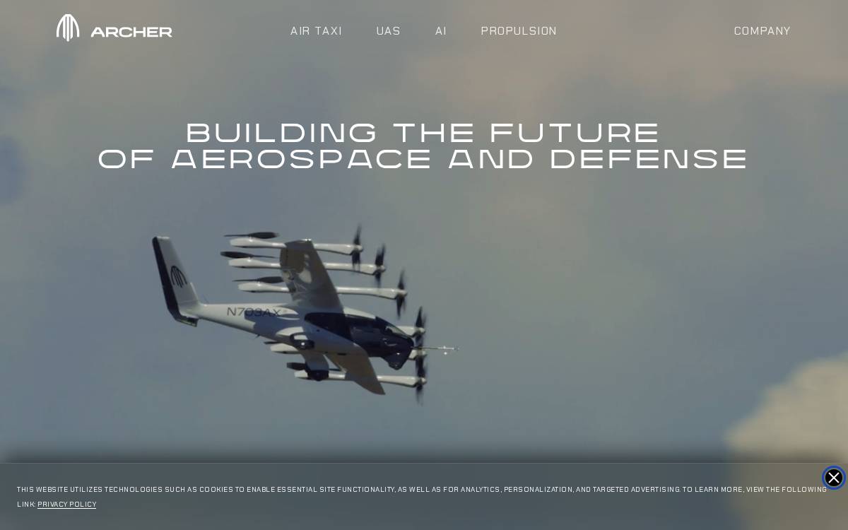 Archer Aviation website preview