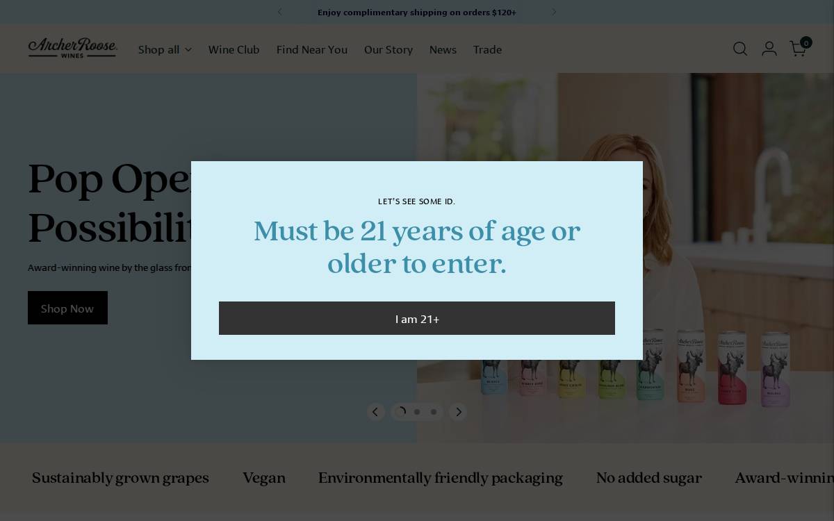 Archer Roose Wines website preview
