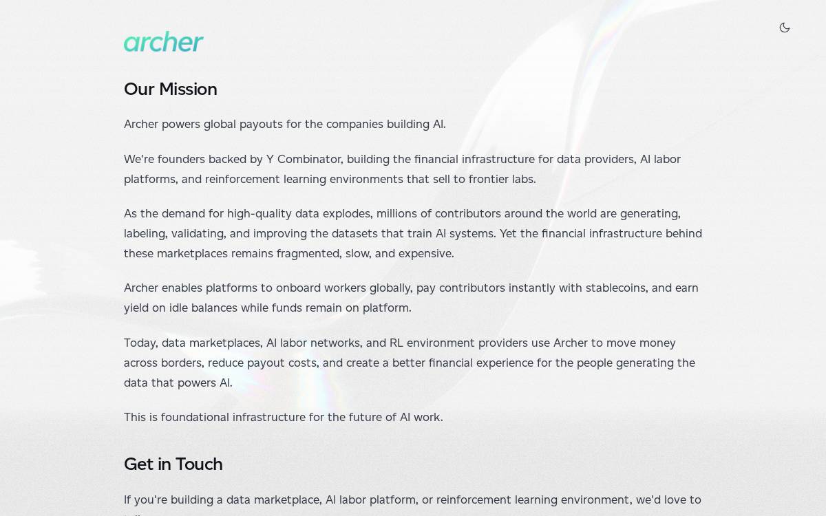 Archer website preview