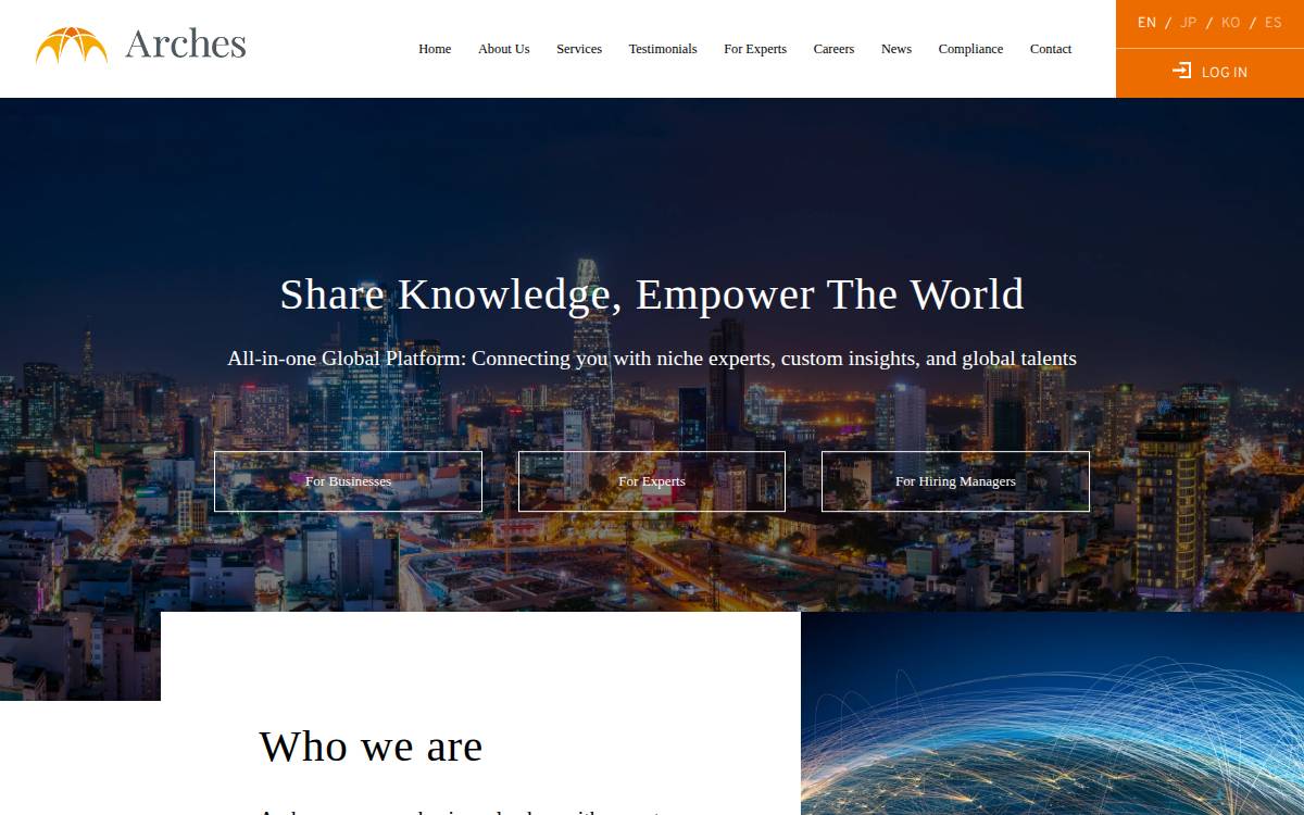 Arches website preview