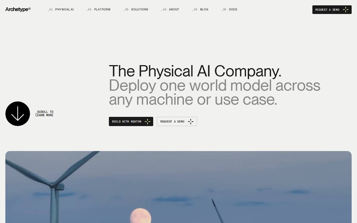 Archetype AI website preview