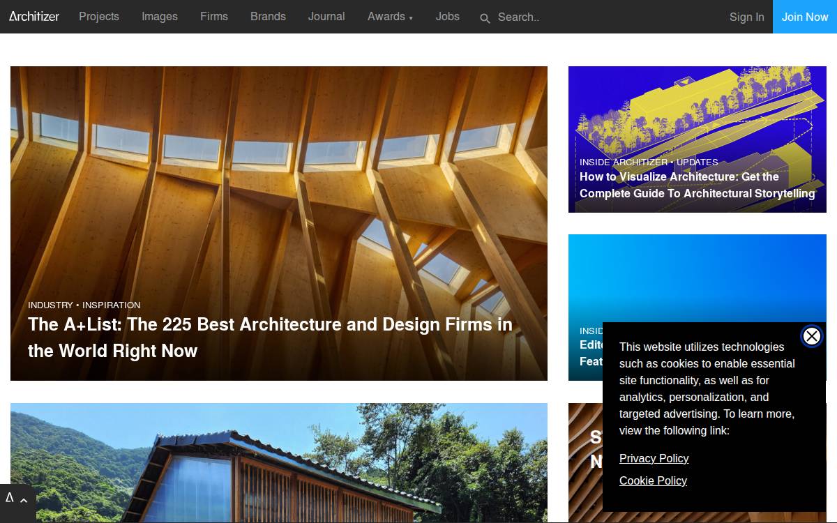 Architizer website preview