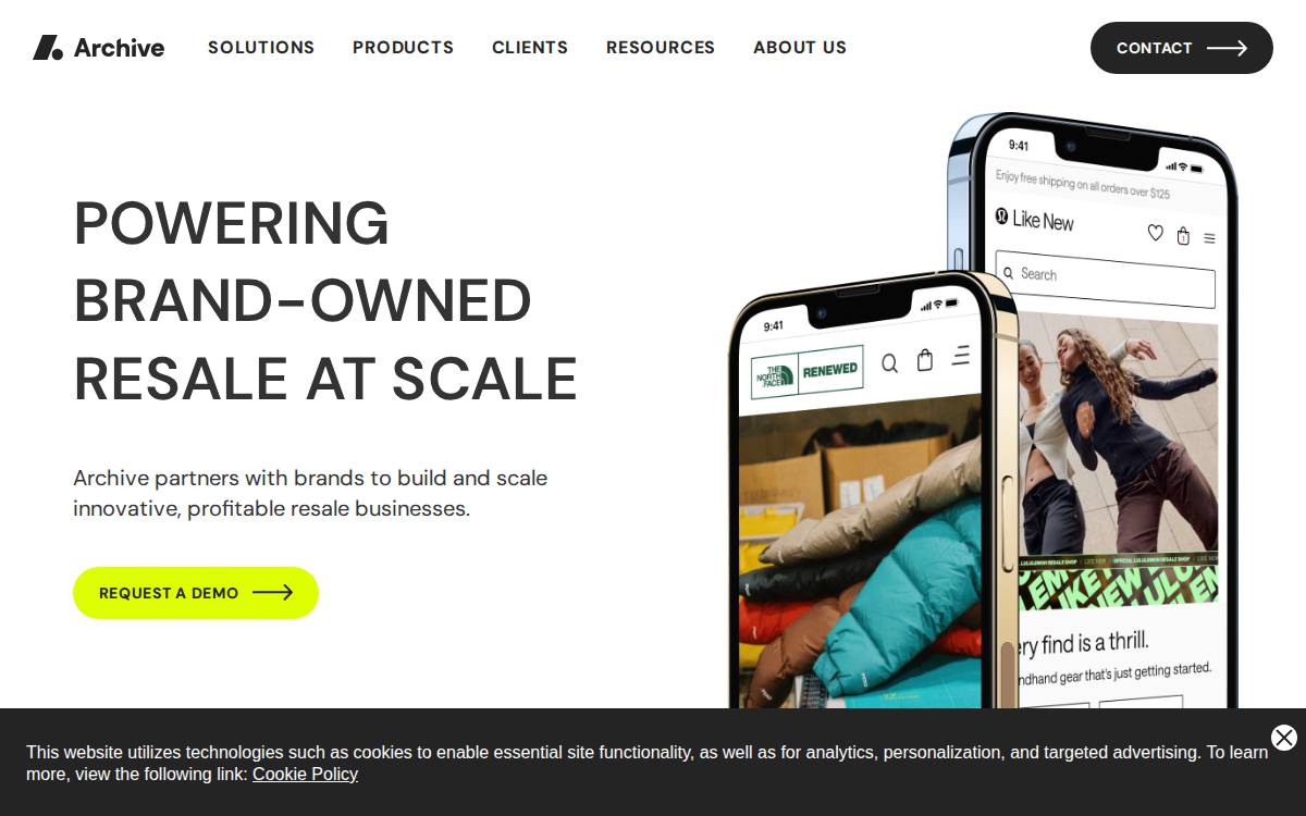 Archive Resale website preview