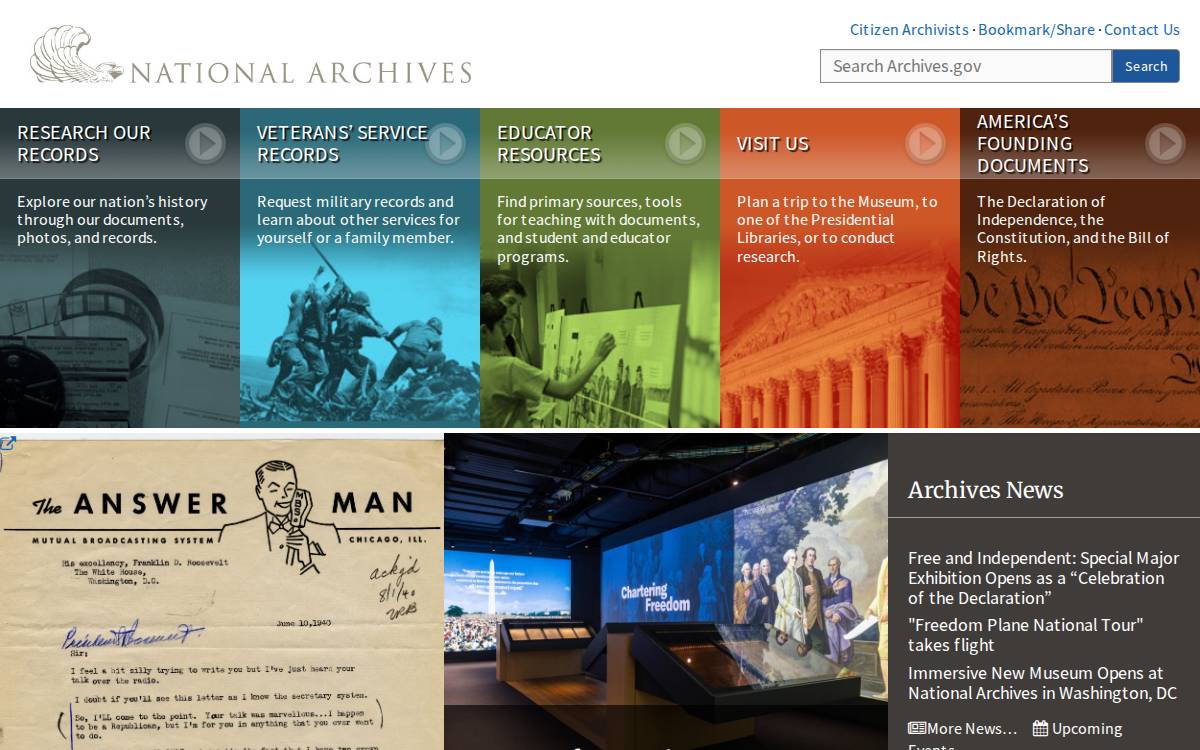 Archives website preview