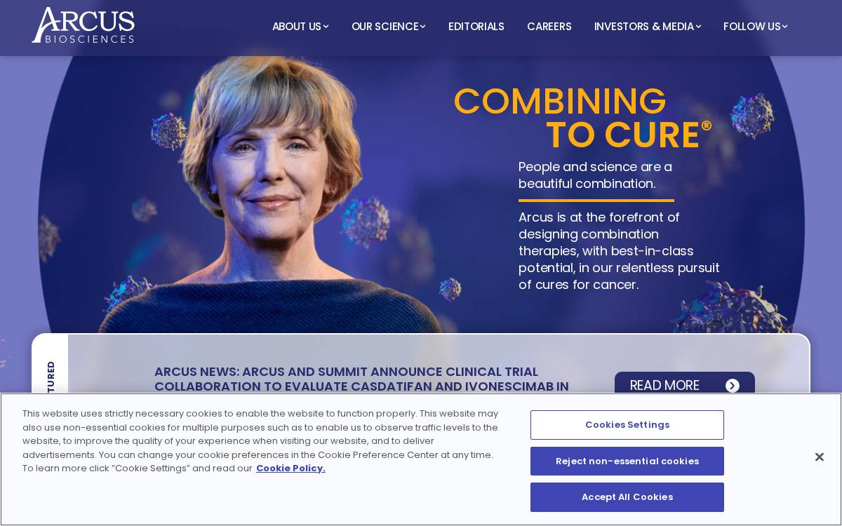 Arcus Biosciences website preview