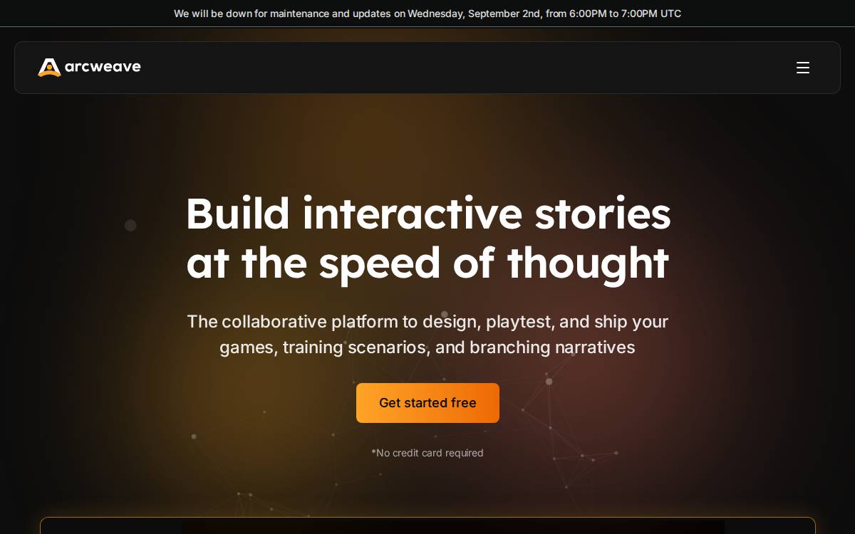 Arcweave website preview