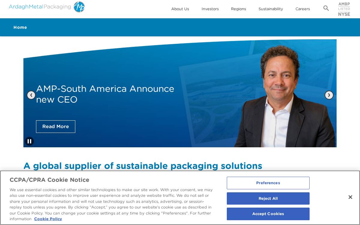 Ardagh Metal Packaging website preview