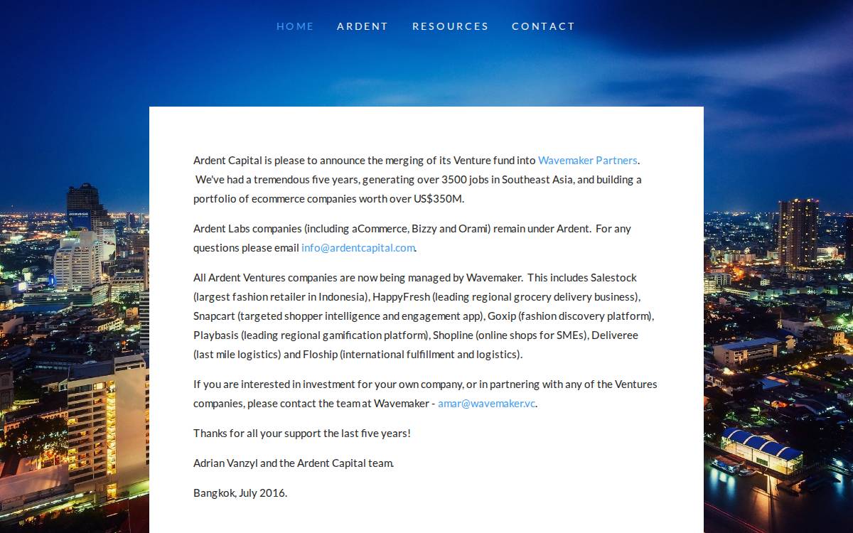 Ardent Capital website preview