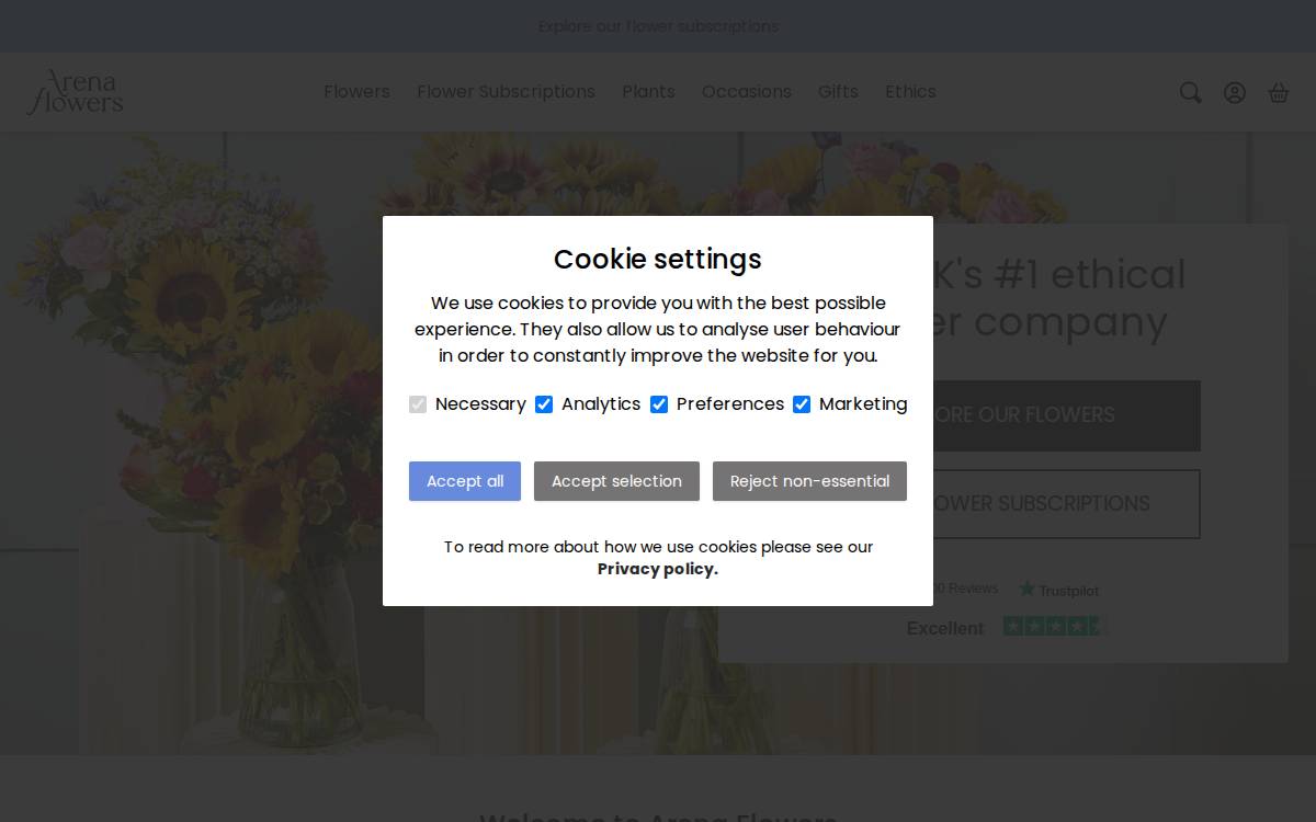 Arenaflowers website preview