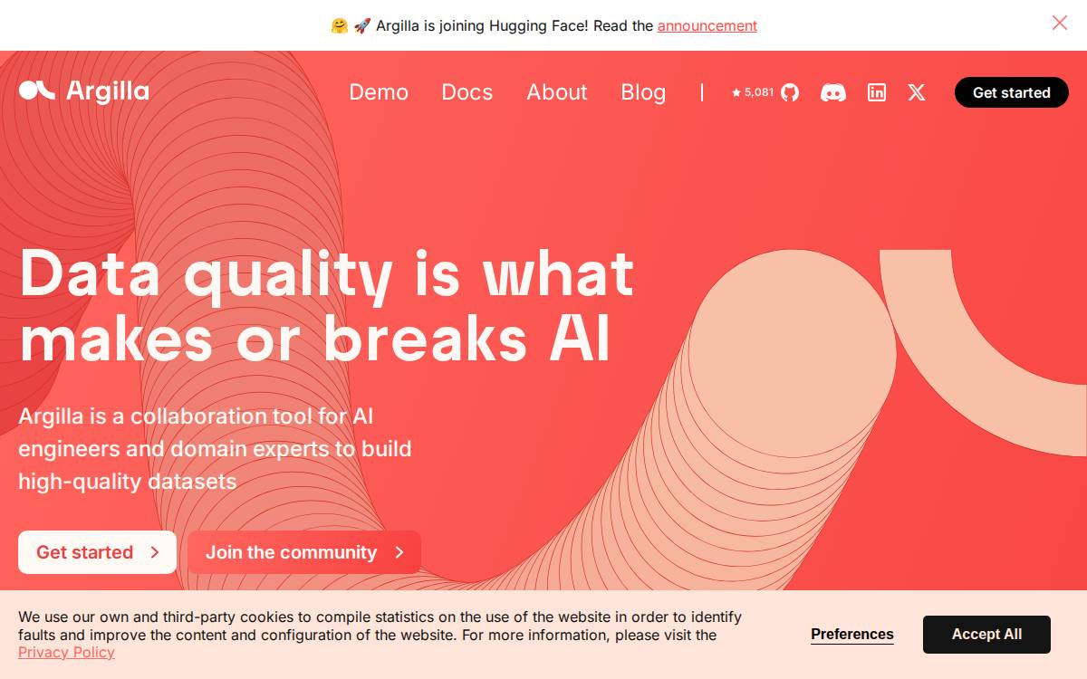 Argilla website preview
