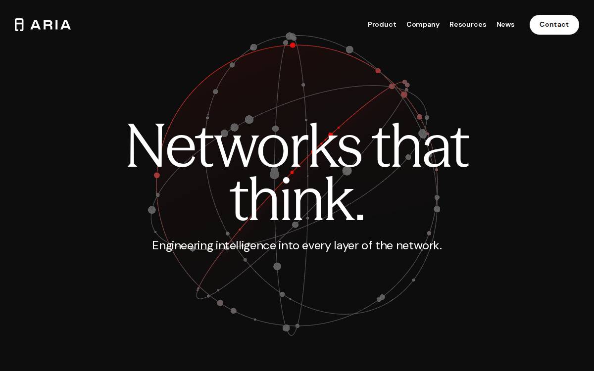 Aria Networks website preview
