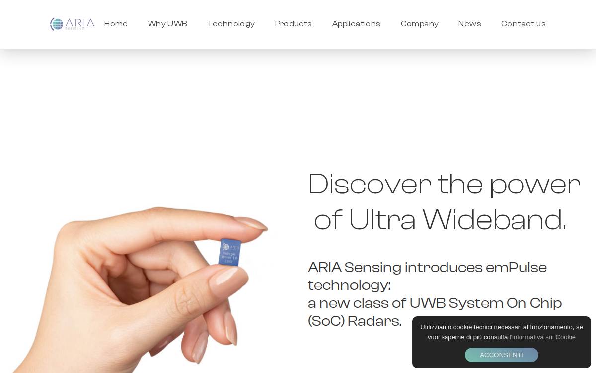 Aria Sensing website preview