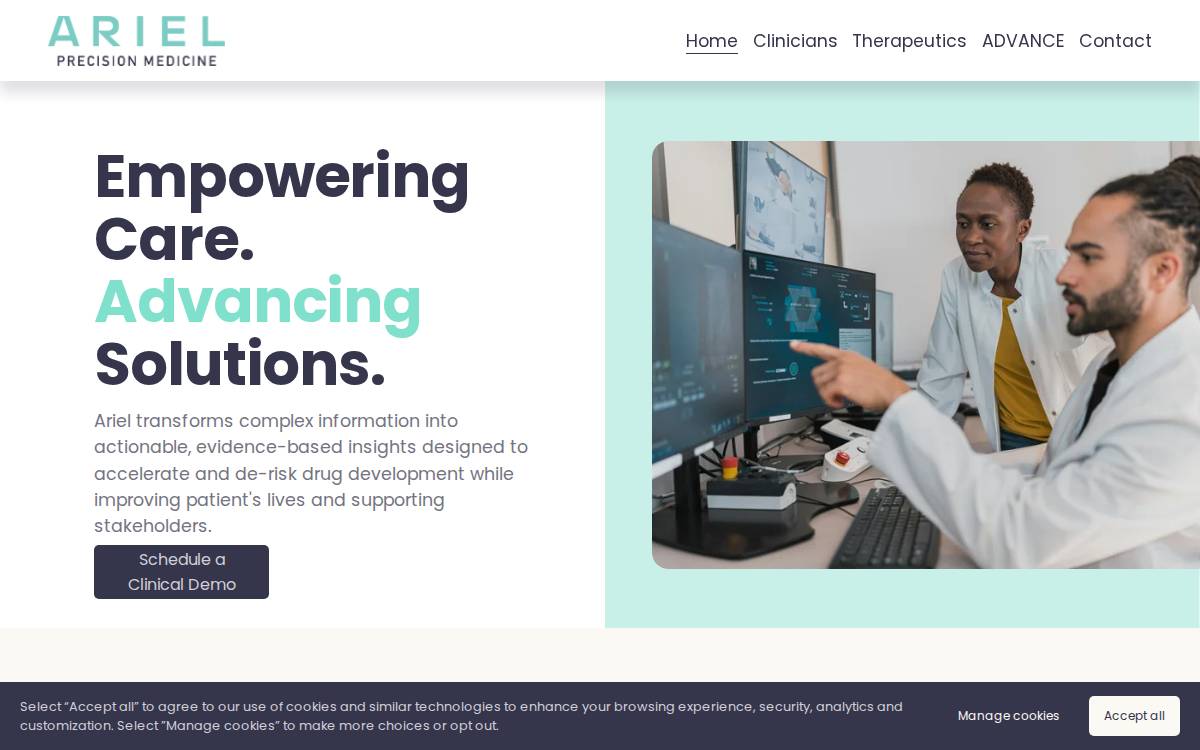 Ariel Precision Medicine website preview