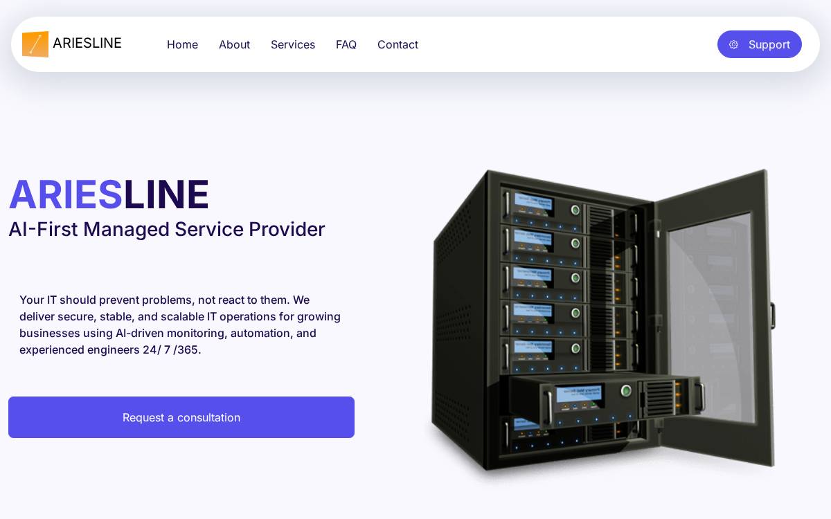 Ariesline website preview