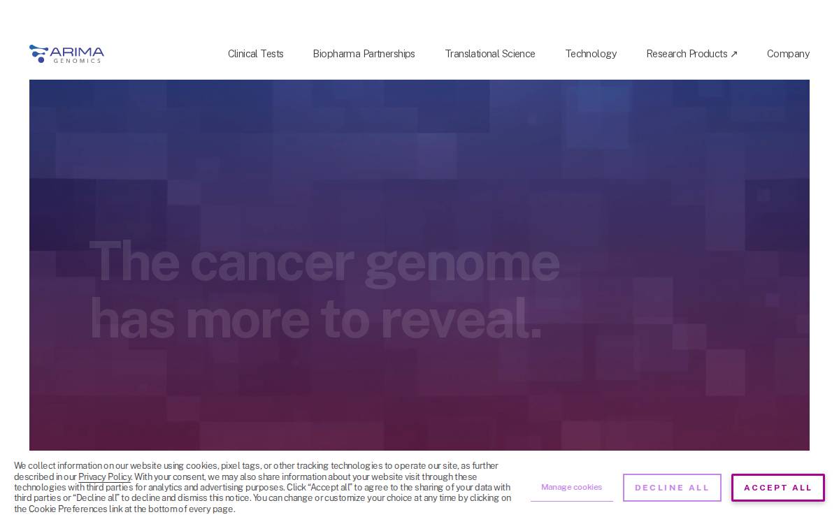 Arima Genomics website preview