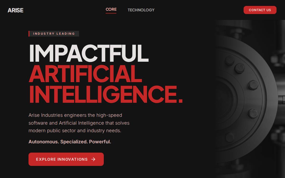 Arise Industries Inc website preview