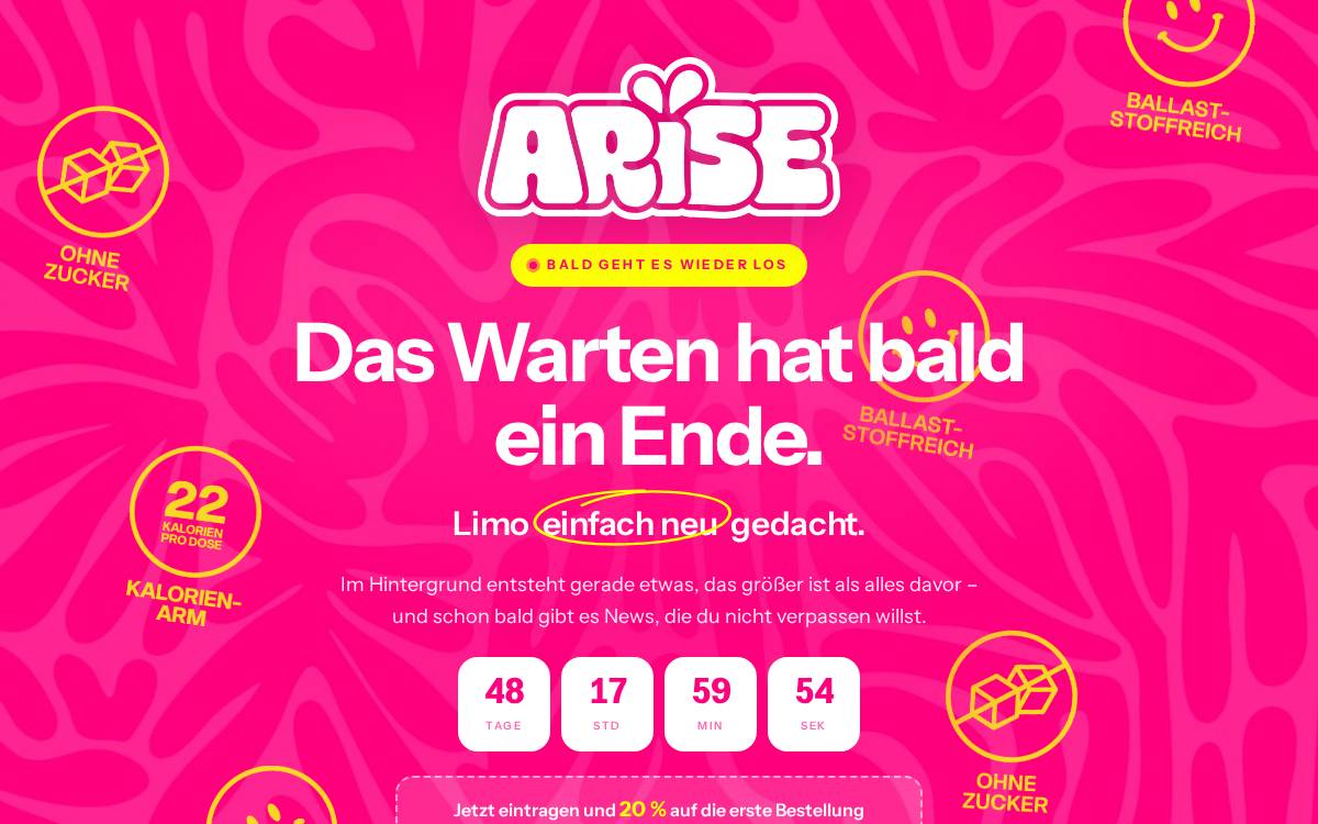 Arise Revolutionizing soda website preview
