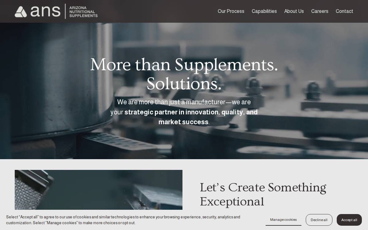 Arizona Nutritional Supplements website preview