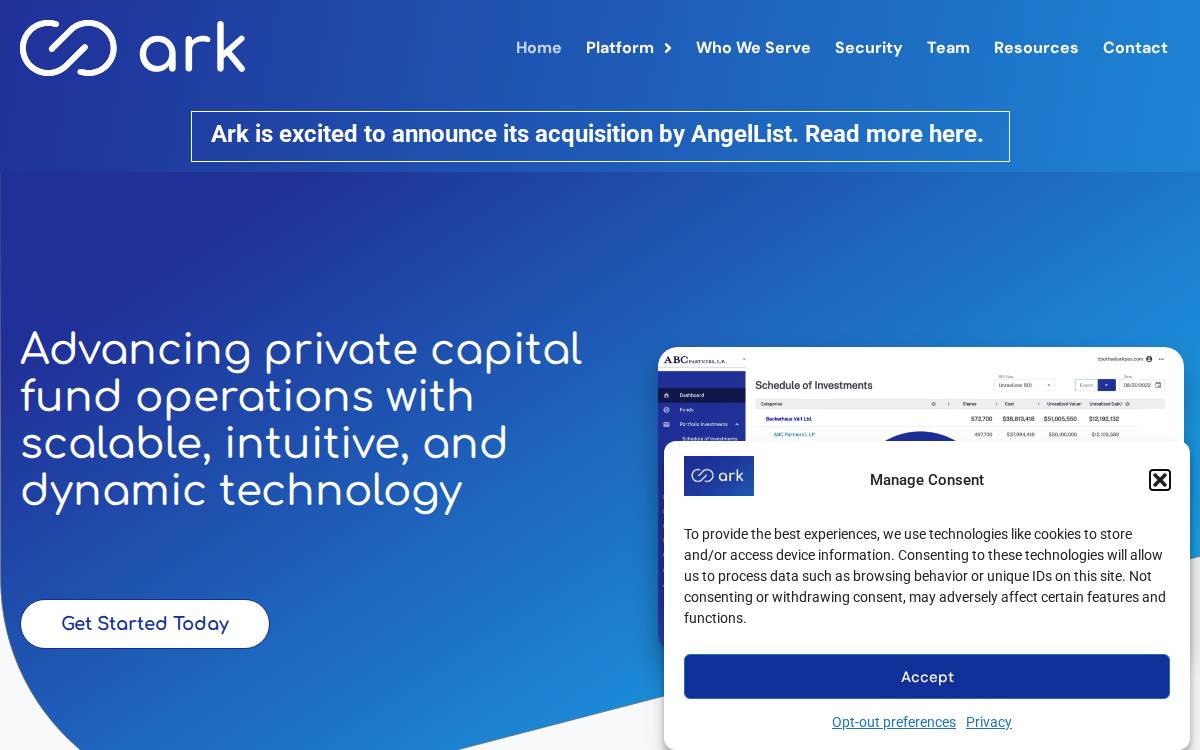 Ark PES website preview