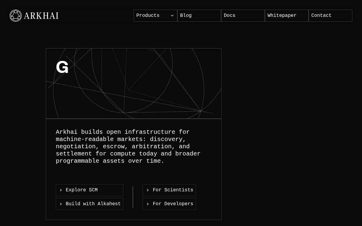 Arkhai Agent compute markets website preview