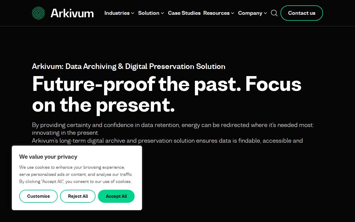 Arkivum website preview