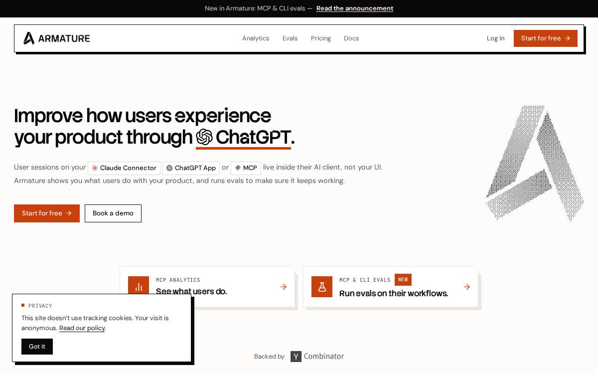 Armature website preview