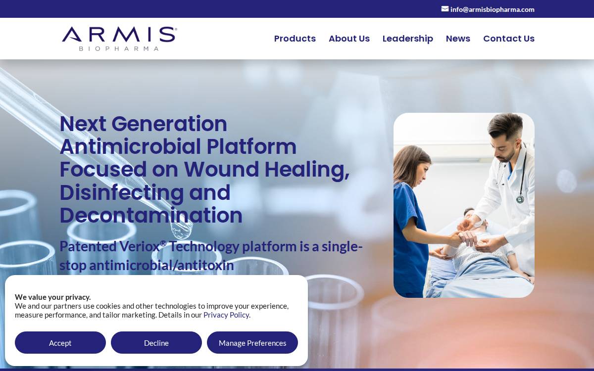 Armis Biopharma website preview