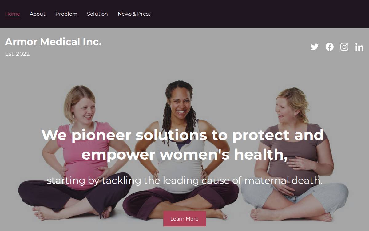 ARMOR MEDICAL INC. website preview