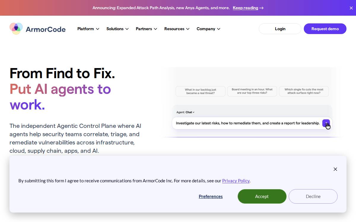 Armorcode website preview