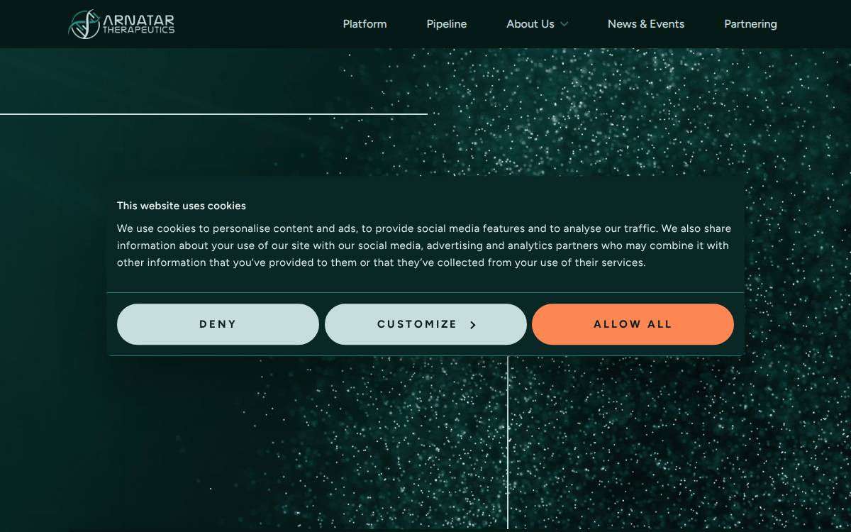 Arnatar Therapeutics website preview