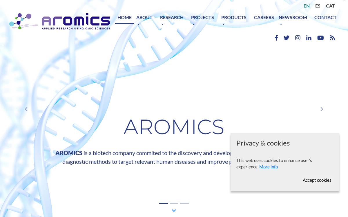 Aromics website preview