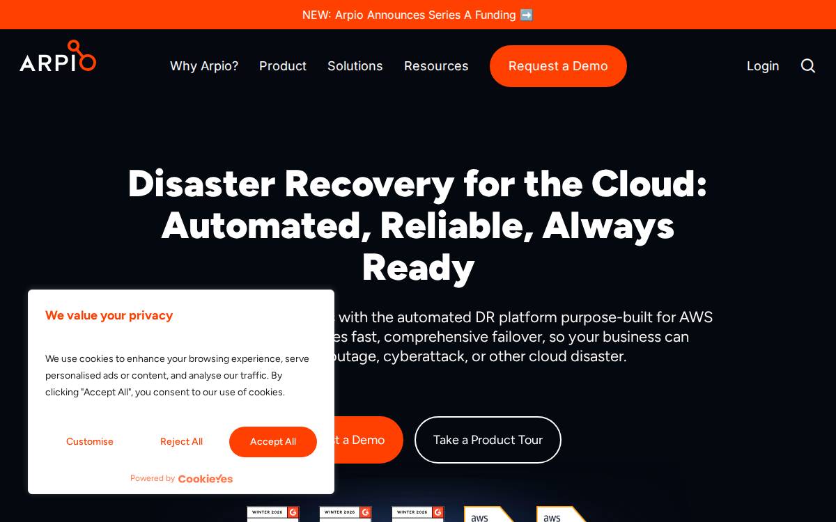 Arpio website preview