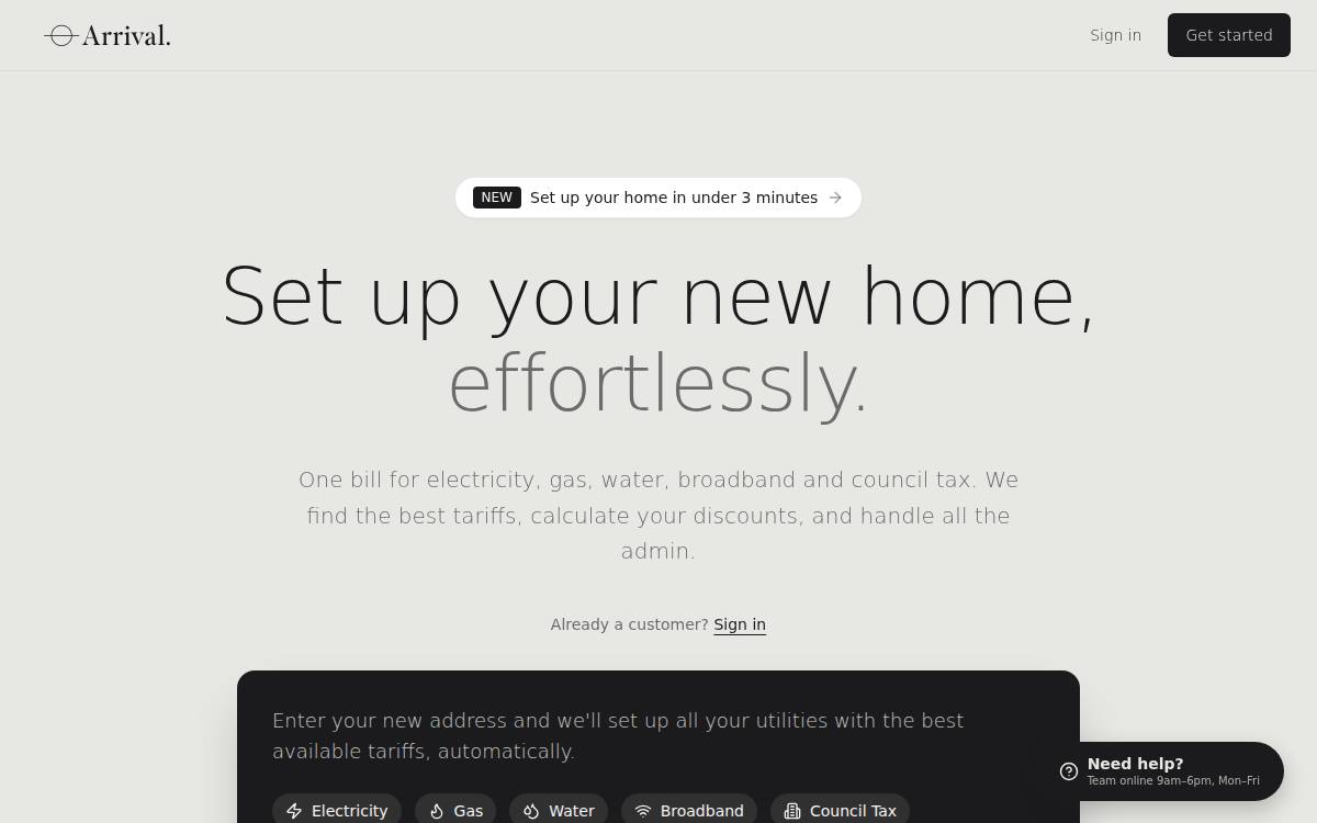 Arrival website preview