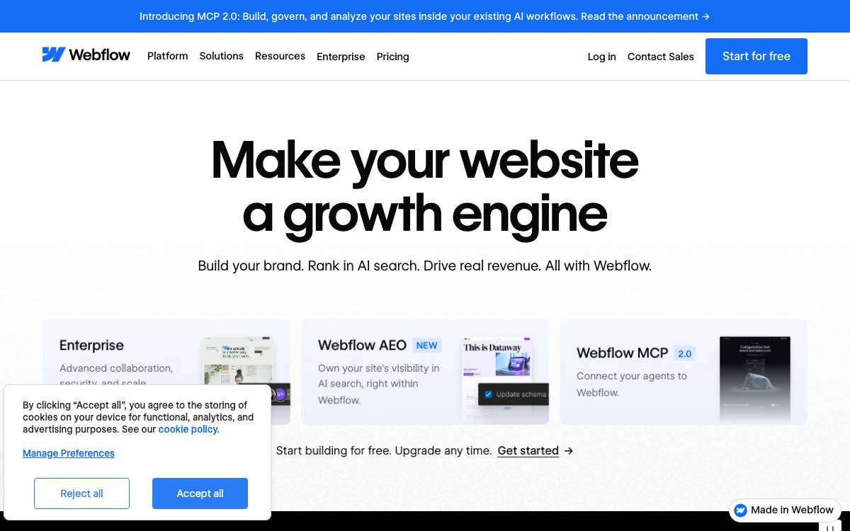Webflow website preview