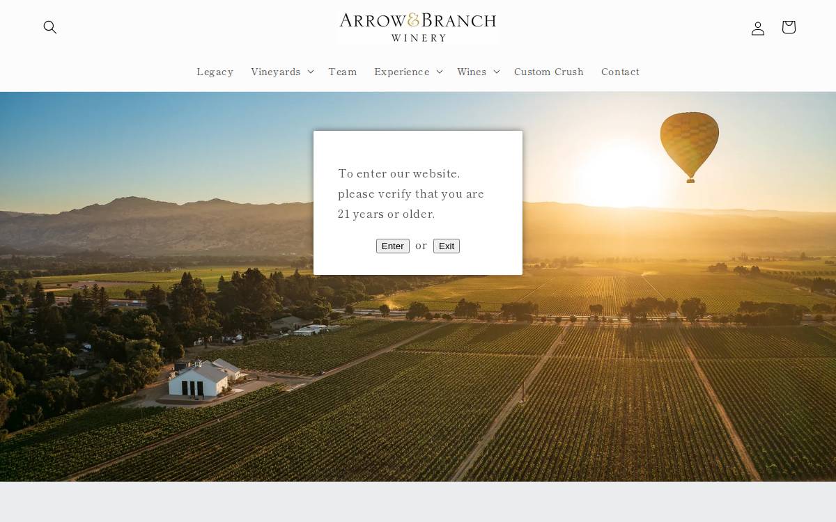 Arrow&Branch Winery website preview