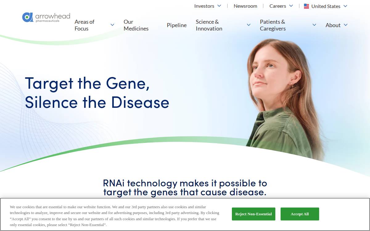 Arrowhead Pharmaceuticals website preview